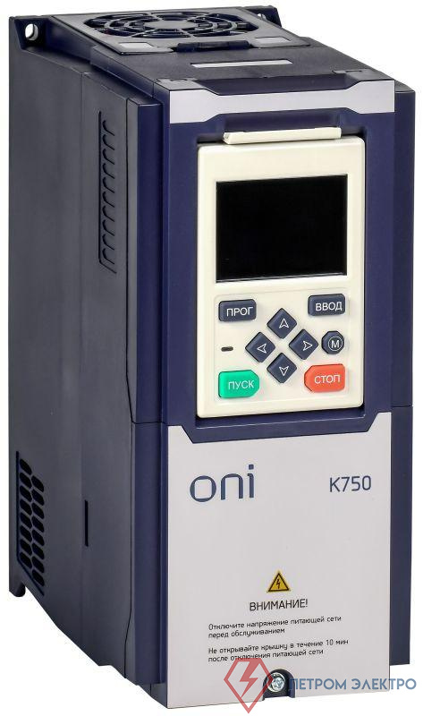 Преобразователь частоты K750 380В 3Ф 2.2кВт 5.6А со встроенным тормозом ONI K750-33-22NTM