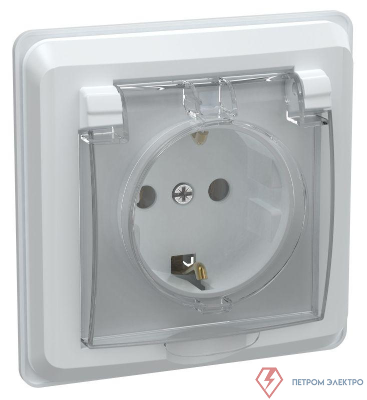 Розетка 1-м СП Вега РСбш10-3-ВБ 16А IP44 с заземл. защ. шторки с крышкой бел. GENERICA ERV16-K01-16-DM