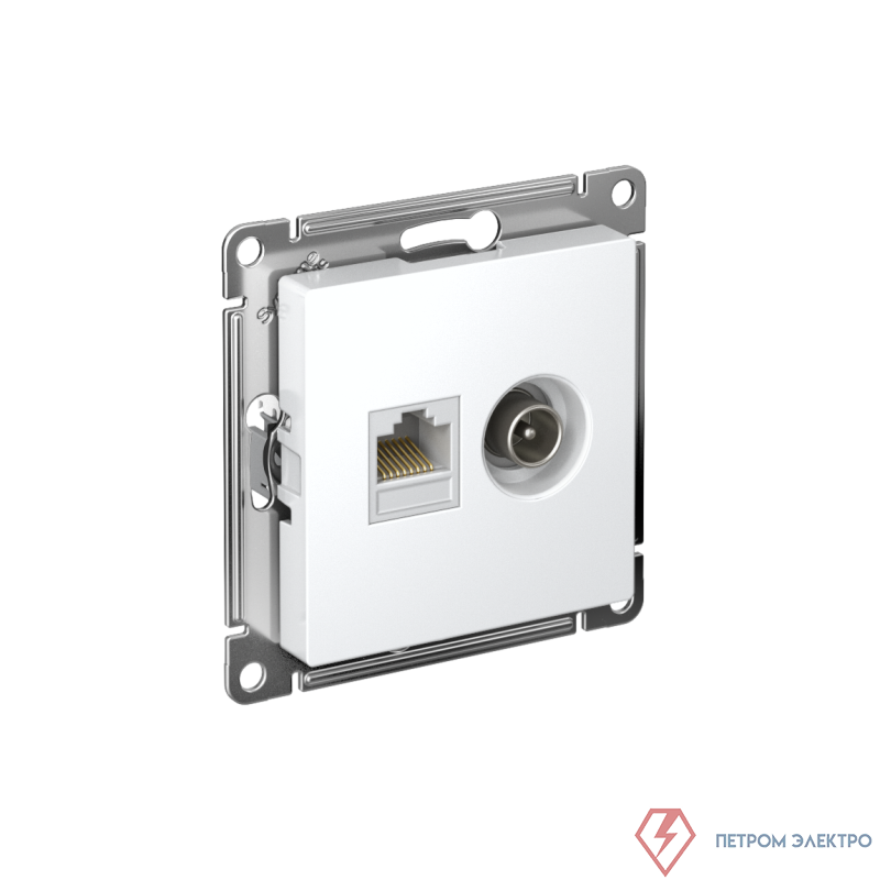 Розетка компьютерная + телевизионная 2-м СП AtlasDesign RJ45 кат.5E + TV механизм бел. SE ATN000189