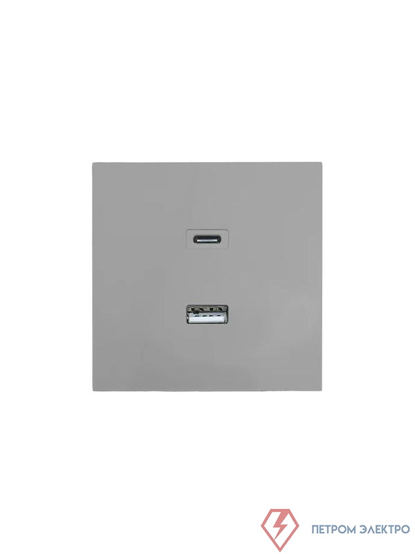 Розетка СП ZIMA IP20 Type-C + USB механизм сер. матов. LEZARD 704-7488-192TC