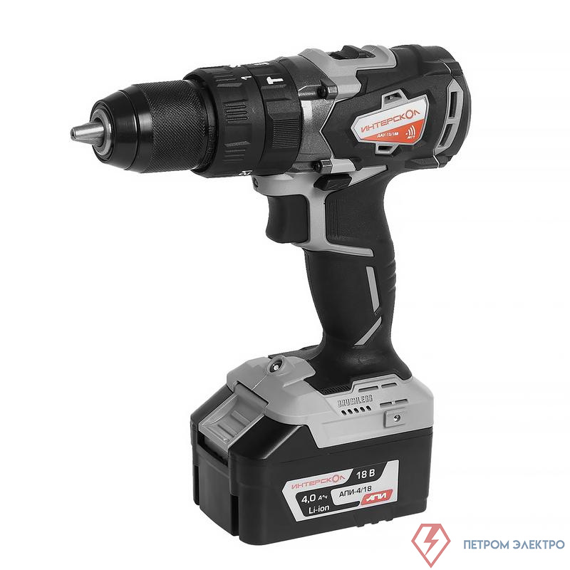 Дрель-шуруповерт аккумуляторная ударная бесщеточная ДАУ-13/18В 60 Li-ion АПИ (кейс 1 аккум. 4А.ч ЗУ) ИНТЕРСКОЛ 574.4.1.70