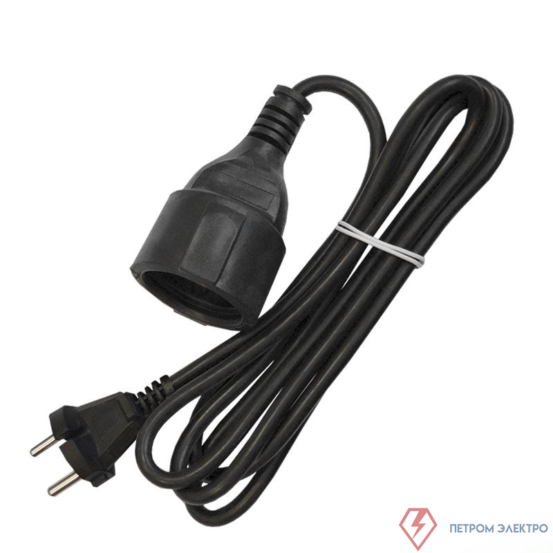Удлинитель-шнур 1х2м без заземл. 10А IP20 ПВС 2х1 черн. DOMTOK 2338