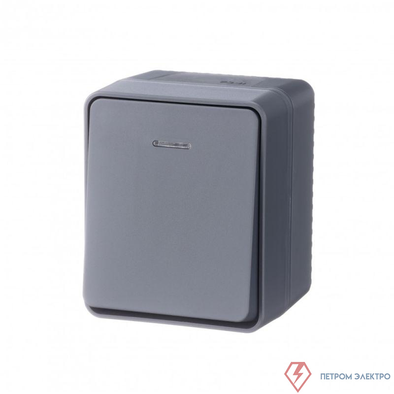 Выключатель 1-кл. ОП AtlasDesign PROFI IP54 10AX с подсветкой антрацит SE ATN544013