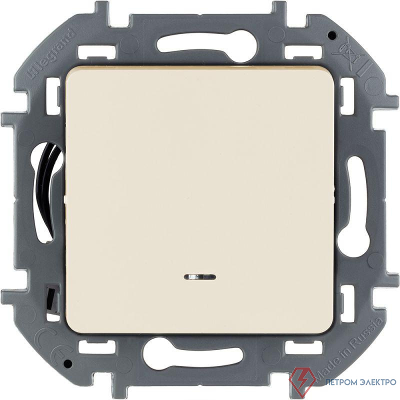 Переключатель 1-кл. Inspiria 10А IP20 250В 10AX с подсветкой / индикацией механизм сл. кость Leg 673661