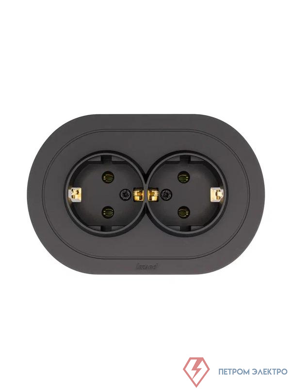 Розетка 2-м СП OSEN с заземл. ПБТ круглая механизм черн. бархат LEZARD 744-4200-127B