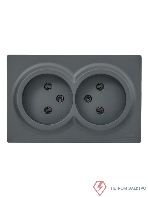 Розетка 2-м ОП LETO без заземл. закрытый корпус ПБТ графит LEZARD 752-3400-128B