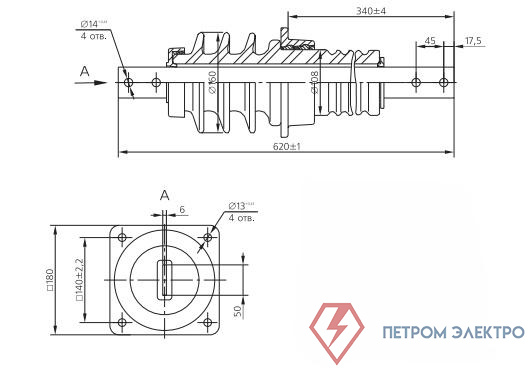 Изолятор фарфоровый проходной усиленный ИПУ-10/630-7.5 УХЛ1 ЮАИЗ 00-00026320