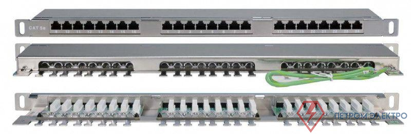 Патч-панель 19дюйм 0.5U кат.5E 24 порта RJ45 Dual IDC PPHD-19-24-8P8C-C5E-SH-110D высок. плотности Hyperline 244077