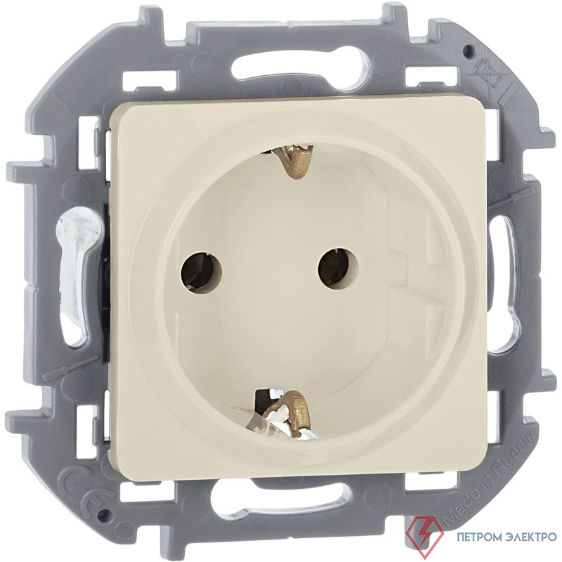 Розетка 1-м СП Inspiria 16А IP20 250В 2P+E защ. шторки немецк. стандарт механизм сл. кость IEK 673731