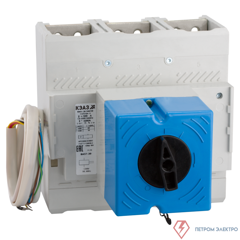 Выключатель автоматический 3п 800А 6300Im 40кА ВА51-39-344730 УХЛ3 690В AC НР=230В AC/220В DC ПЭ230AC КЭАЗ 273029