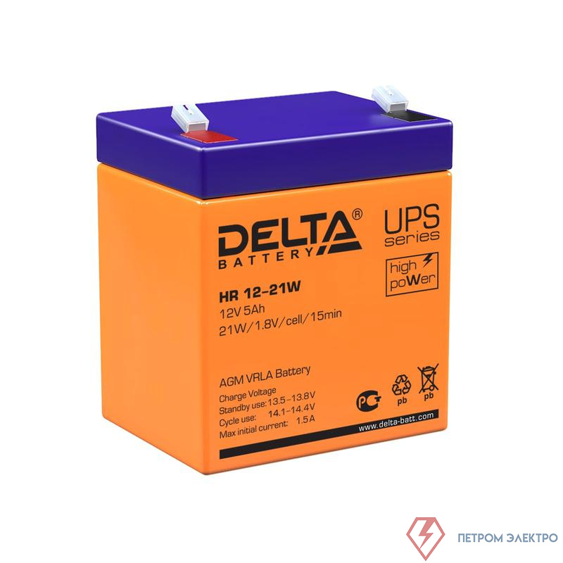 Аккумулятор UPS 12В 5А.ч Delta HR 12-21 W