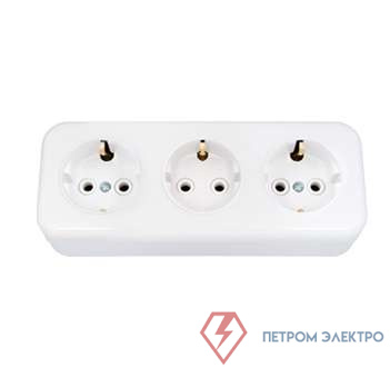 Розетка 3-м ОП 16А IP20 с заземл. бел. Bylectrica РА16-243