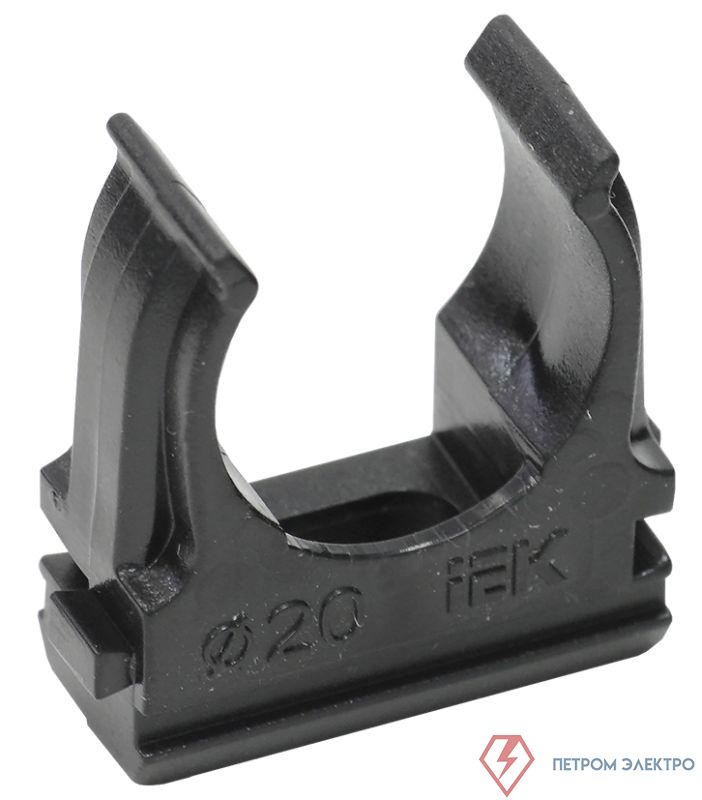 Держатель для труб (клипса) CF20 с защелкой черн. ELASTA IEK CTA10D-CF20-K02-100