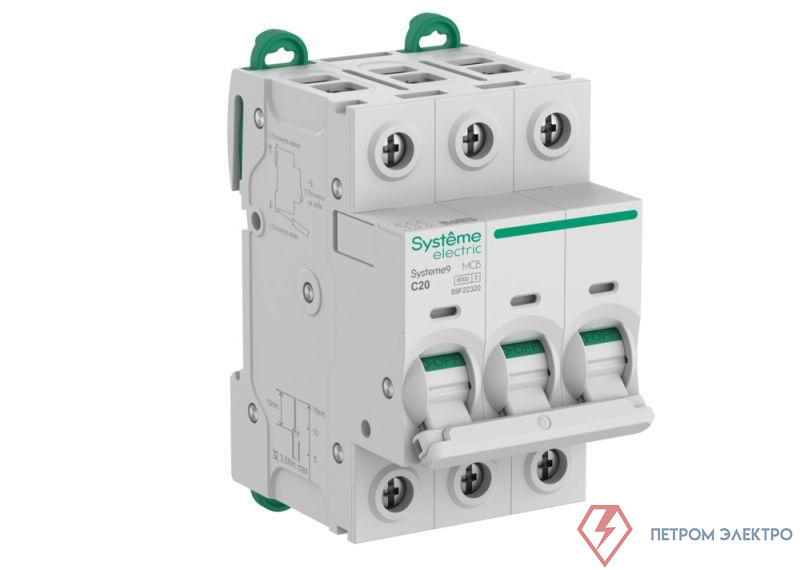 Выключатель автоматический 3п C 20А 6кА Systeme9 400В SE S9F22320