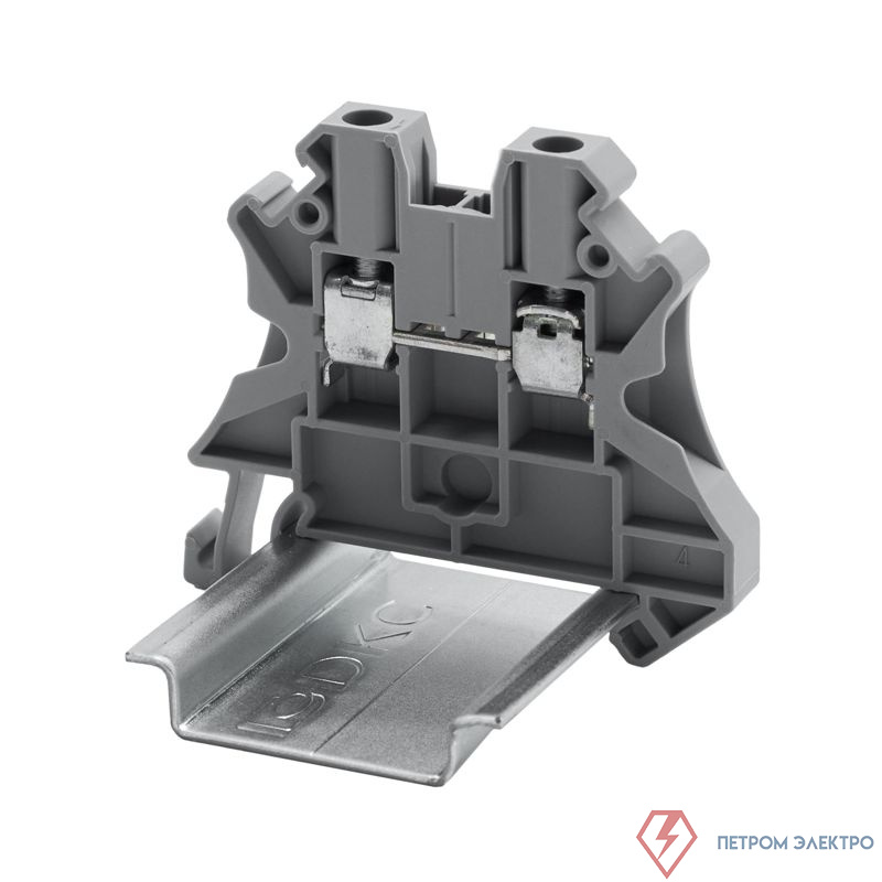 Клемма проходная винтовой зажим; 2 точки подключения; 2.5кв.мм сер. DKC TUR-2.5R