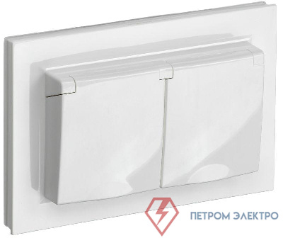 Розетка 2-м СП BRITE РСбш12-3-44-БрБ 16А в сборе IP44 с крышкой бел. IEK BR-R26-16-44-K01-F