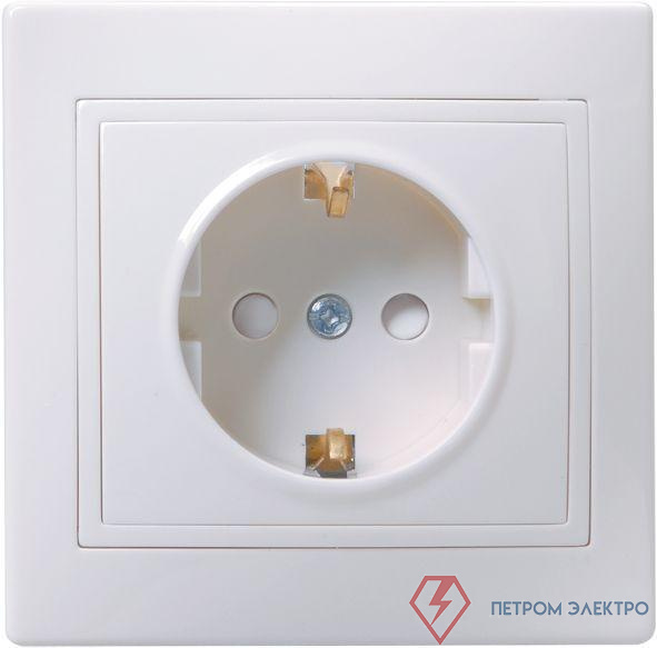Розетка 1-м СП Кварта РСш10-3-КБ 16А IP20 с заземл. защ. шторки бел. GENERICA ERK11-K01-16-DM