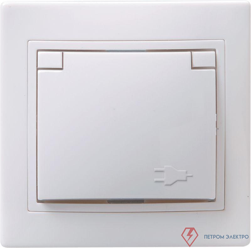 Розетка 1-м СП Кварта РСбш10-3-КБ 16А IP20 с заземл. защ. шторки с крышкой бел. GENERICA ERK12-K01-16-DM