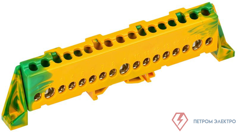 Шина PE "земля" в комб. изол. "Стойка" 8х12-17-ЖЗ TEKFOR IEK TF-NN20-17-DP-K52