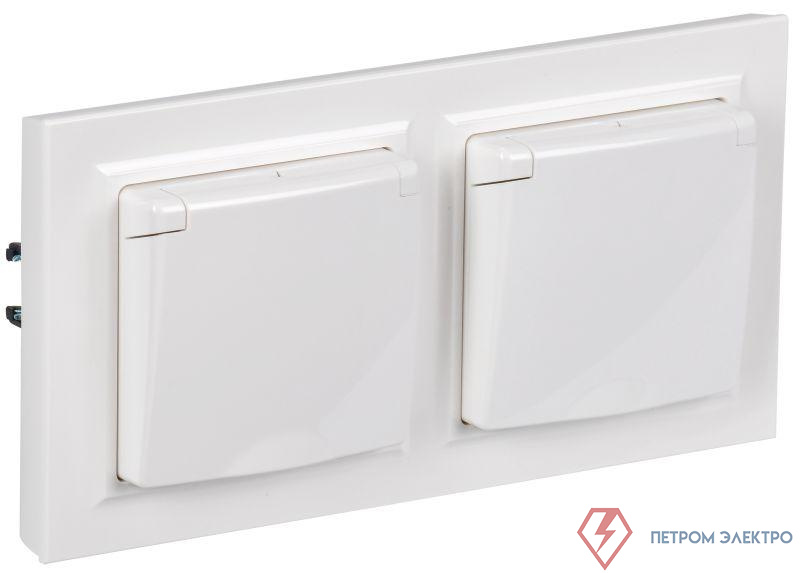 Розетка с крышкой Brite 16А IP44 РСбш10-3-44-БрБ механизм бел. в сб 2шт IEK BR-R16-16-44-2-K01-F-PRO