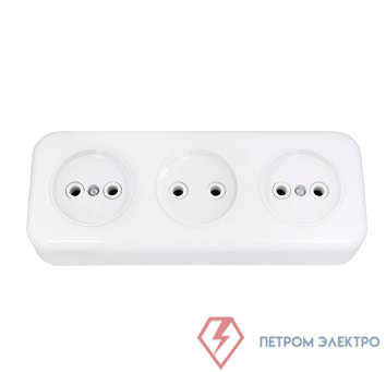 Розетка 3-м ОП 16А IP20 без заземл. бел. Bylectrica РА16-244