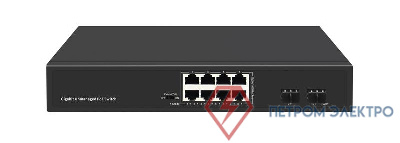 Коммутатор неуправляемый 8PoE 802.3af/at порта 1000Мбит/с 7-8 порт до 250м cat6 2 SFP порта 1000Мбит/с 120Вт GIGALINK GL-SW-G005-08P