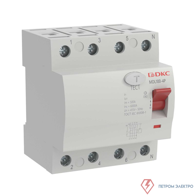 Выключатель дифференциального тока (УЗО) 4п (3P+N) 40А 300мА тип AC MDL100 YON MDL100-4P4-40-AC