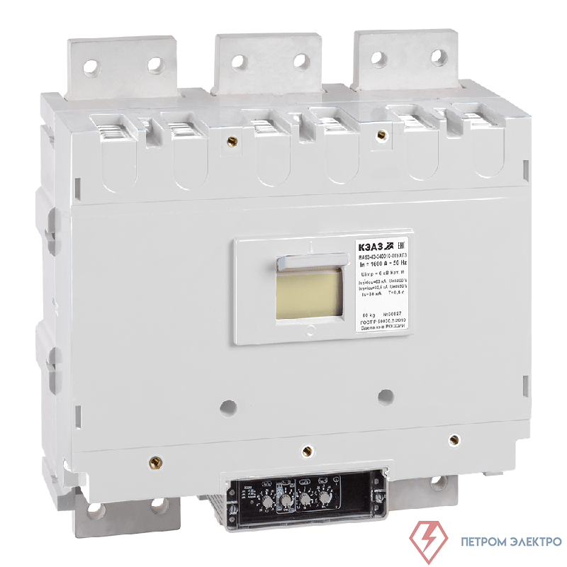 Выключатель автоматический 3п 1600А 135кА ВА53-43-340010 ОМ4 РЕГ 690В AC КЭАЗ 233760