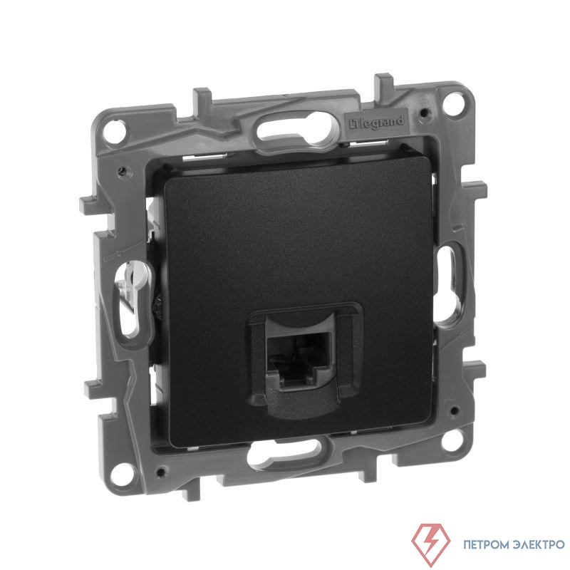 Розетка компьютерная 1-м СП Etika RJ45 кат.5E UTP механизм антрацит IEK 672641