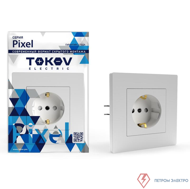 Розетка 1-м СП Pixel 16А IP20 с заземл. защ. шторки в сборе бел. TOKOV ELECTRIC TKE-PX-R1FZSF-C01