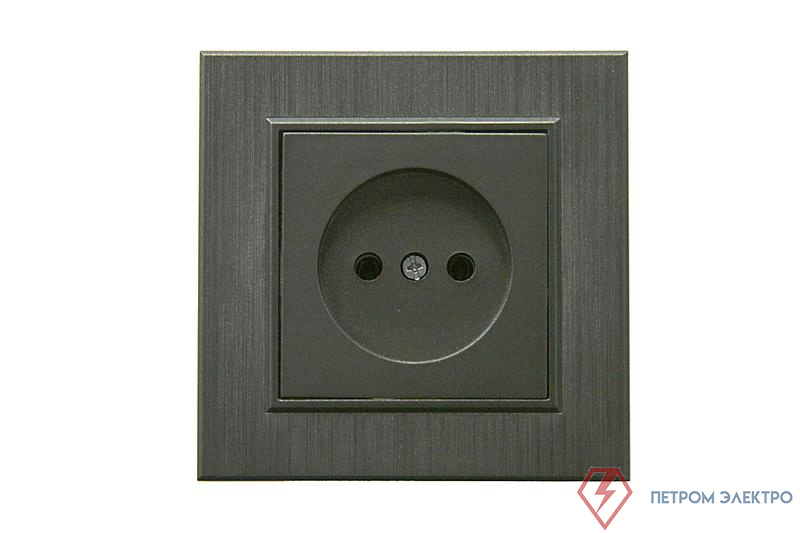 Розетка 1-м Karea LINE STAR без заземл. дым. металлик Makel 86050022