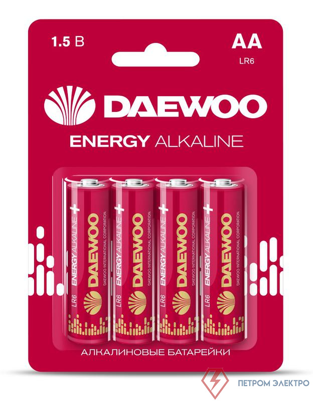 Элемент питания алкалиновый AA/LR6 1.5В Energy Alkaline 2021 BL-4 (уп.4шт) DAEWOO 5029781