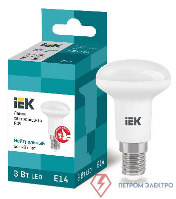 Лампа светодиодная Eco 3Вт R39 4000К нейтр. бел. E14 270лм 230-240В IEK LLE-R39-3-230-40-E14 0
