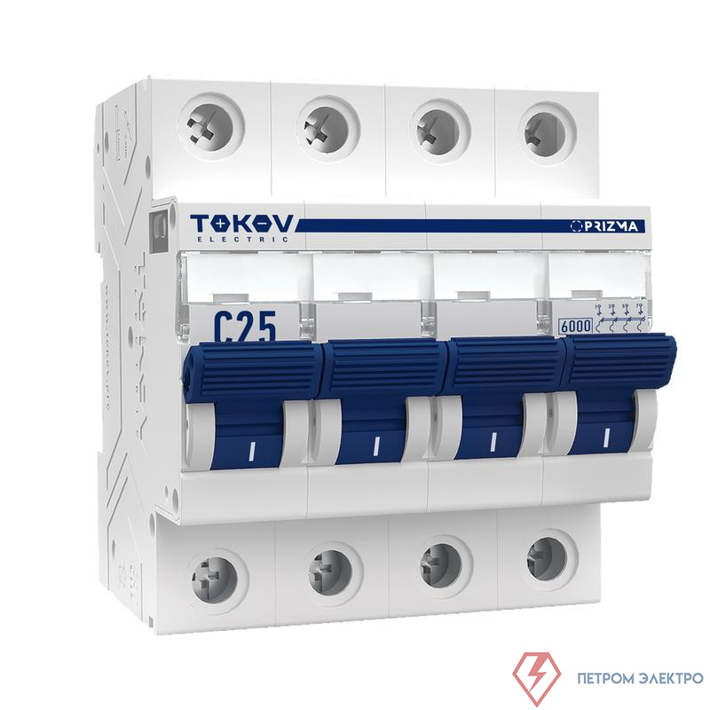 Выключатель автоматический модульный 4п C 25А 6кА PRIZMA TOKOV Electric TKE-PZ60-MCBI-4-25-C