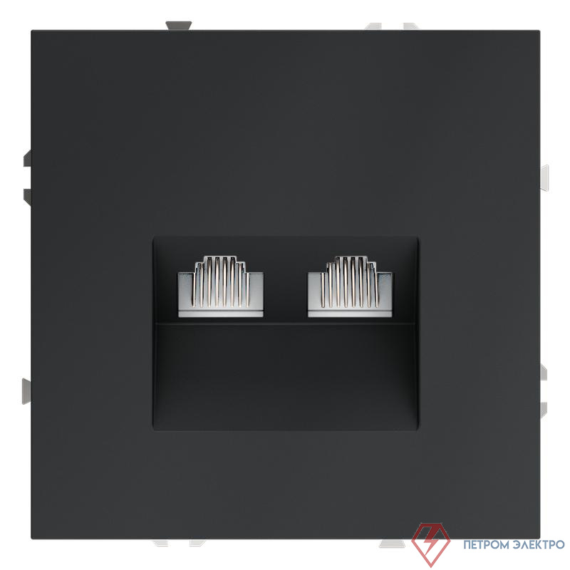 Розетка компьютерная 2-м СП S70 RJ45 + RJ45 кат.6 механизм графит Voltum VLS060207