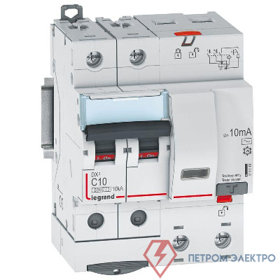 Выключатель автоматический дифференциального тока 2п C 10А 10мА тип AC 10кА DX3 4мод. Leg 411149