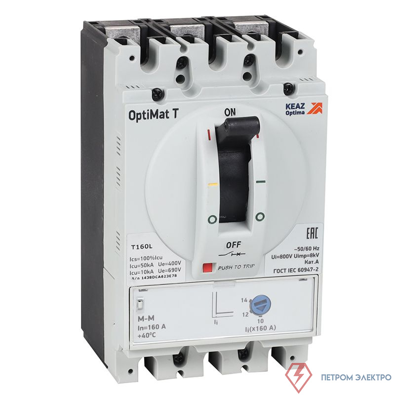 Выключатель автоматический для защиты двигателя 3п 20А OptiMat T125L M-M КЭАЗ 355831