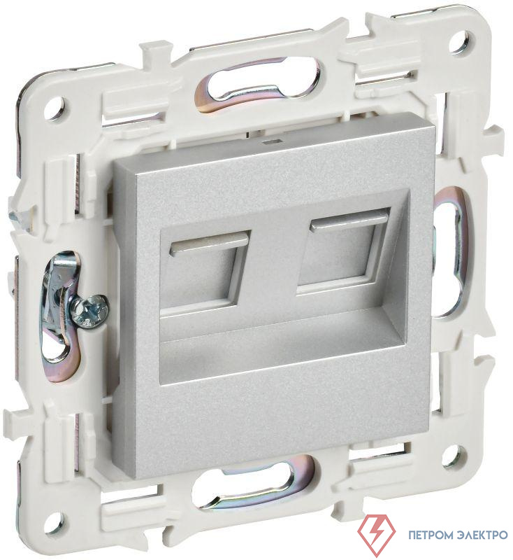Розетка компьютерная двойная RJ45 кат.6 SKANDY SK-K04S серебр. IEK SK-K20-2-K23