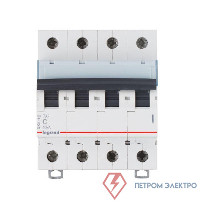 Выключатель автоматический модульный 4п C 10А 10кА TX3 6000 4мод. 400В Leg 403956