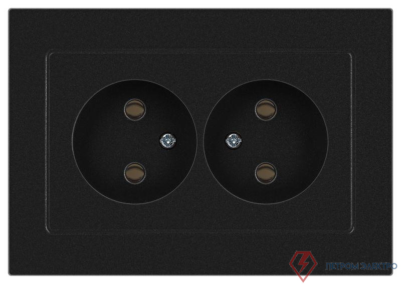 Розетка Accent 6-204-05 2х2P 16А-250В IP20 СУ AL/CU антрацит Intro Б0063465