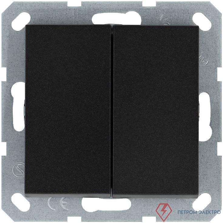 Кнопка 2-кл. 10А IP20 с переключающим контактом механизм антрацит Jasmart G3020B