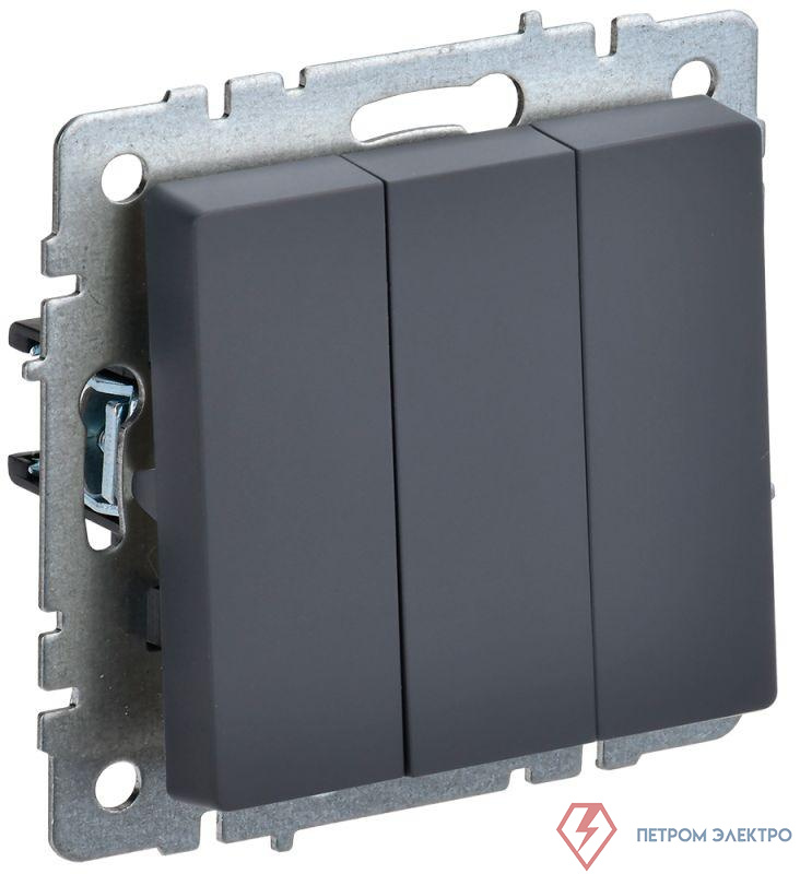 Выключатель 3-кл. СП BRITE ВС10-3-0-БрГ 10А механизм графит IEK BR-V30-0-10-K53