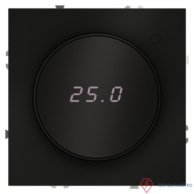 Терморегулятор электронный S70 с индикацией и датчиком для теплого пола механизм черн. матов. Voltum VLS070108