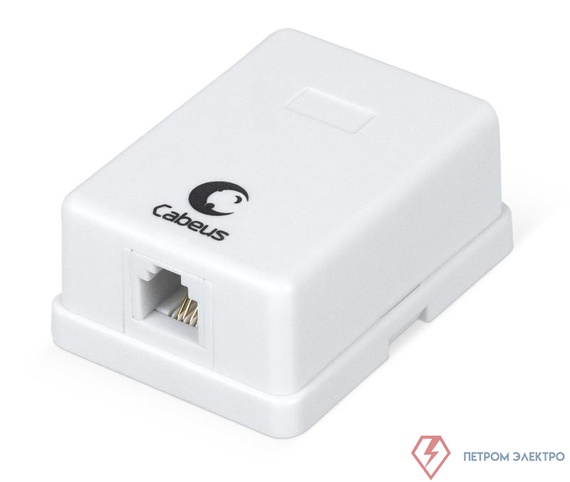 Розетка телефонная 1-м ОП WS-6P4C-TEL-1 RJ12 (6P4C) бел. Cabeus 7483c