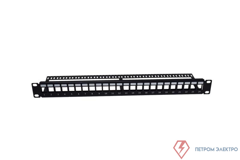 Патч панель наборная 1U 24 порта с задн. кабельным организатором. TOKOV ELECTRIC TKE-PPFK-5E-1U-24P-UTP-CO