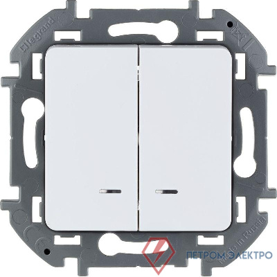 Выключатель 2-кл. Inspiria 10А IP20 250В 10AX с подсветкой/индикацией механизм бел. Leg 673630