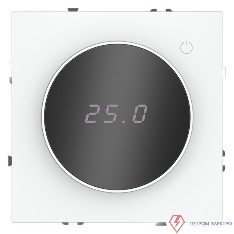 Терморегулятор электронный S70 с индикацией и датчиком для теплого пола механизм бел. матов. Voltum VLS070102