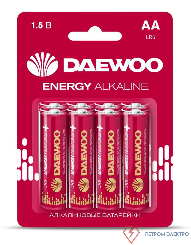 Элемент питания алкалиновый AA/LR6 1.5В Energy Alkaline 2021 BL-8 (уп.8шт) DAEWOO 5031081
