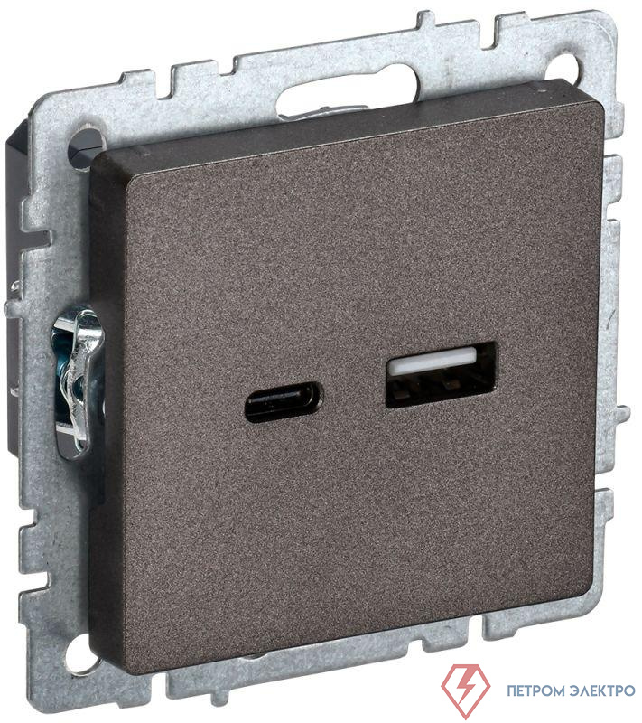 Розетка BRITE USB A+C 18Вт РЮ11-1-БрТБ механизм бронза IEK BR-U22-018-K45