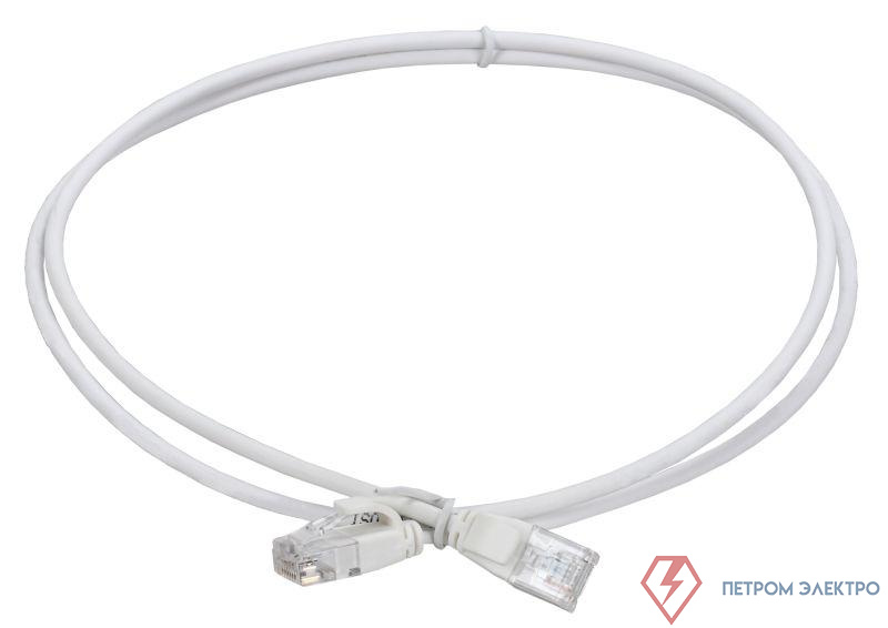 Патч-корд кат.5E UTP LSZH 2м slim колпачок с язычком бел. ITK PC08-C5EUL-2M-SL-WT